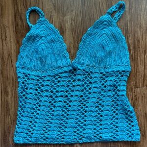 Blue Crochet Tank Top